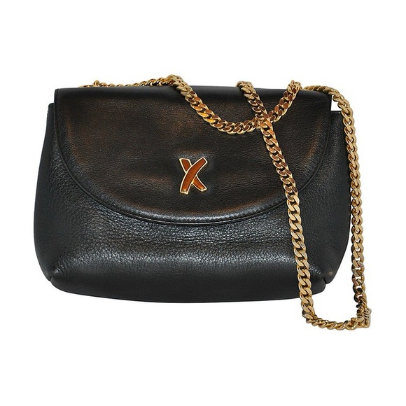 Paloma Picasso Handbags - Paloma Picasso Crossbody Bag Black Leather Gold Chain Strap
